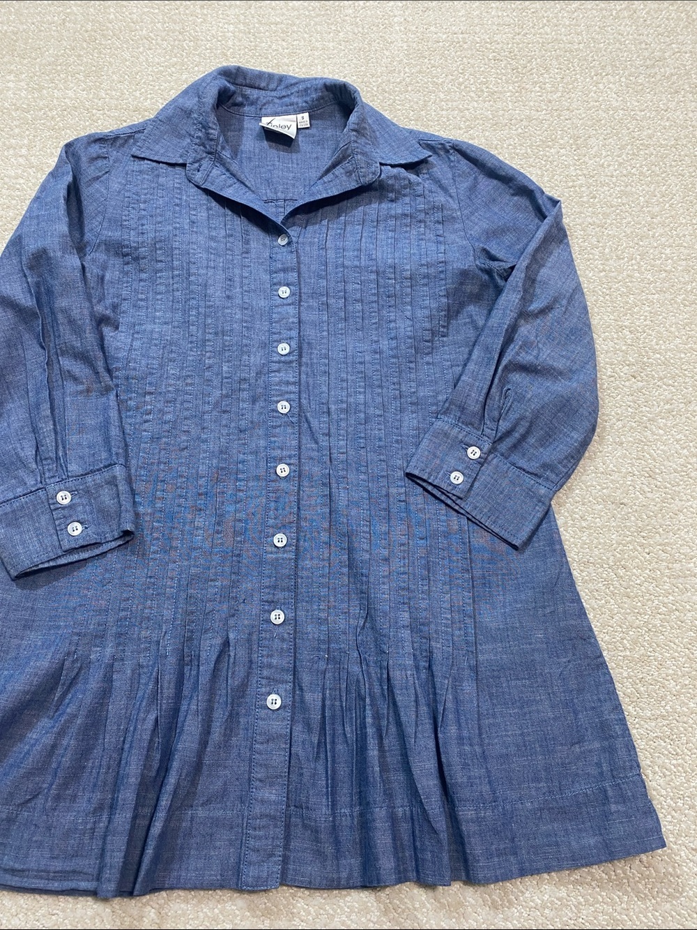 Finley Chambray Pintuck Button Tunic in Denim Blue Size S 100% Cotton - Picture 15 of 15